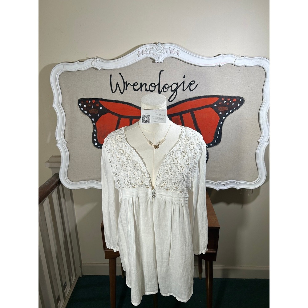I Love Linen White Linen Crochet Blouse | Boho Peasant Top | Natural Fiber Style